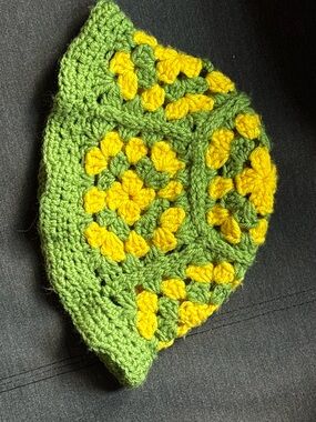 Hand-Crocheted Green and Yellow Floral bucket Hat